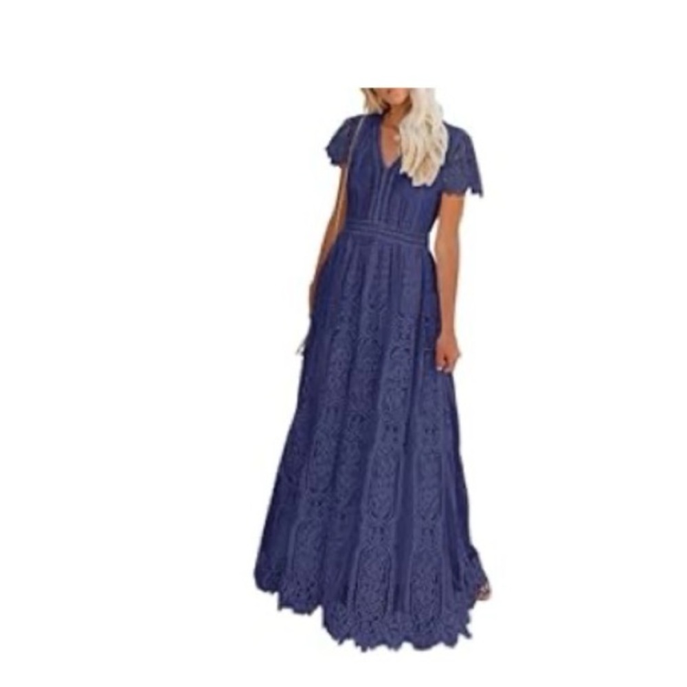 Chic Navy Lace Maxi Dress